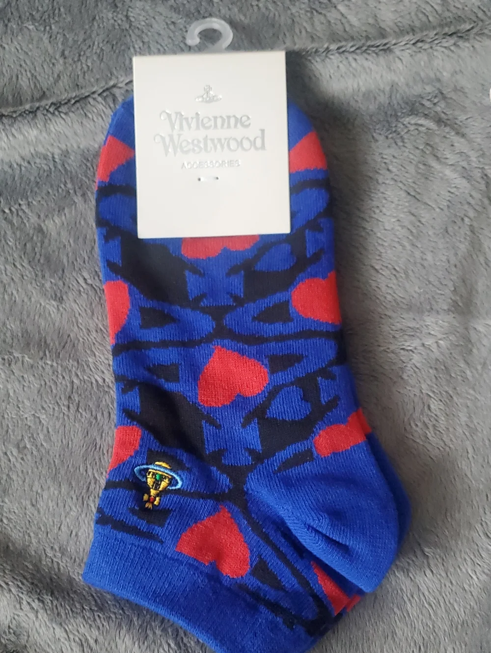 Vivienne Westwood Blue Socks with Red Heart Motif